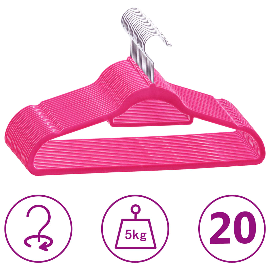 JUNG Vida 20 Stk. Kleiderbügel-Set Anti-Rutsch Rosa Samt