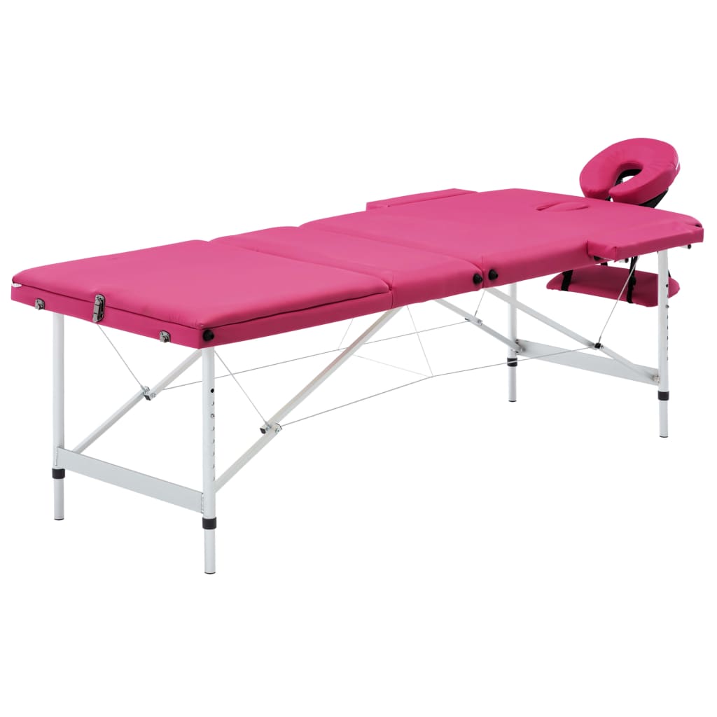 JUNG Vida Massageliege Klappbar 3-Zonen mit Aluminiumgestell Rosa