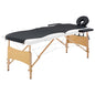 JUNG Vida Massageliege Klappbar 2-Zonen mit Holzgestell Schwarz und Weiß