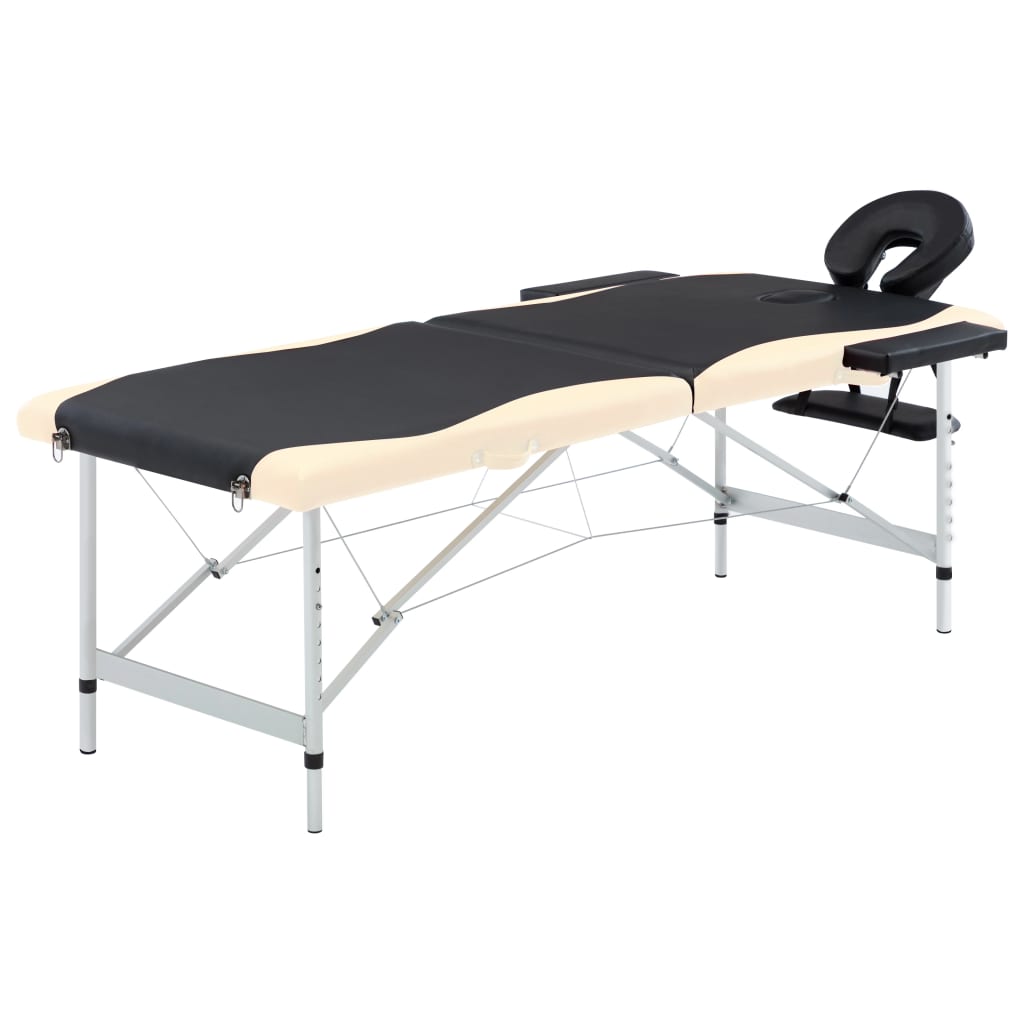 JUNG Vida Massageliege Klappbar 2-Zonen Aluminiumgestell Schwarz Beige