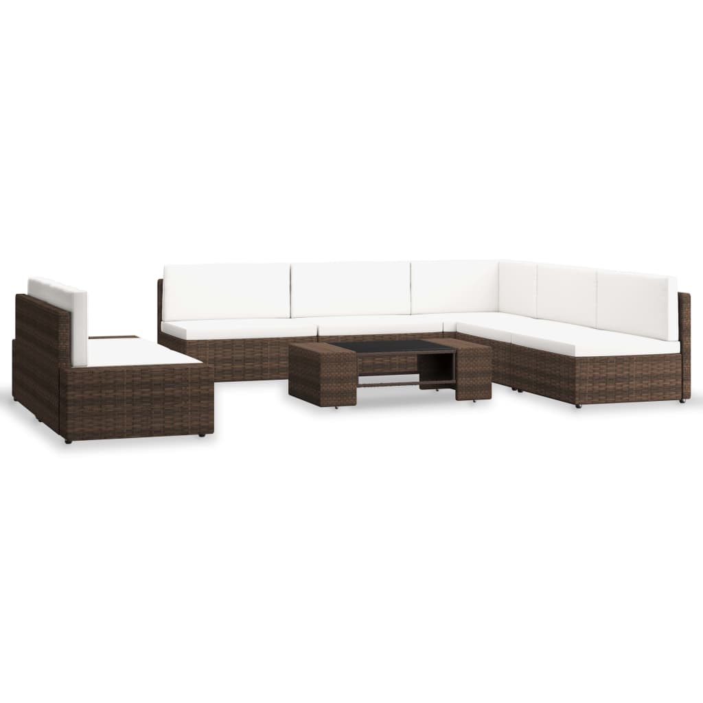 JUNG Vida 7-tlg. Garten-Lounge-Set Poly Rattan Braun