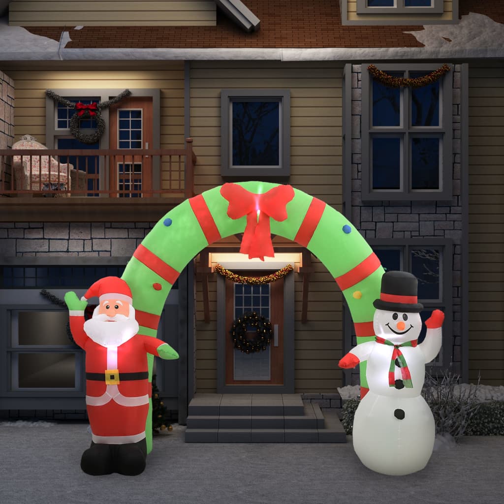 JUNG Vida Aufblasbarer Weihnachtsmann und Schneemann Deko Bogen LED 223cm