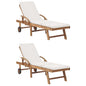 JUNG Vida Sonnenliegen mit Auflagen 2 Stk. Massivholz Teak Creme