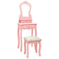JUNG Vida Schminktisch-Set mit Hocker Rosa 50x59x136 cm Paulownia-Holz