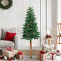 JUNG Vida Weihnachtsbaum Schlank mit Echtholz und Zapfen Grün 150 cm PVC