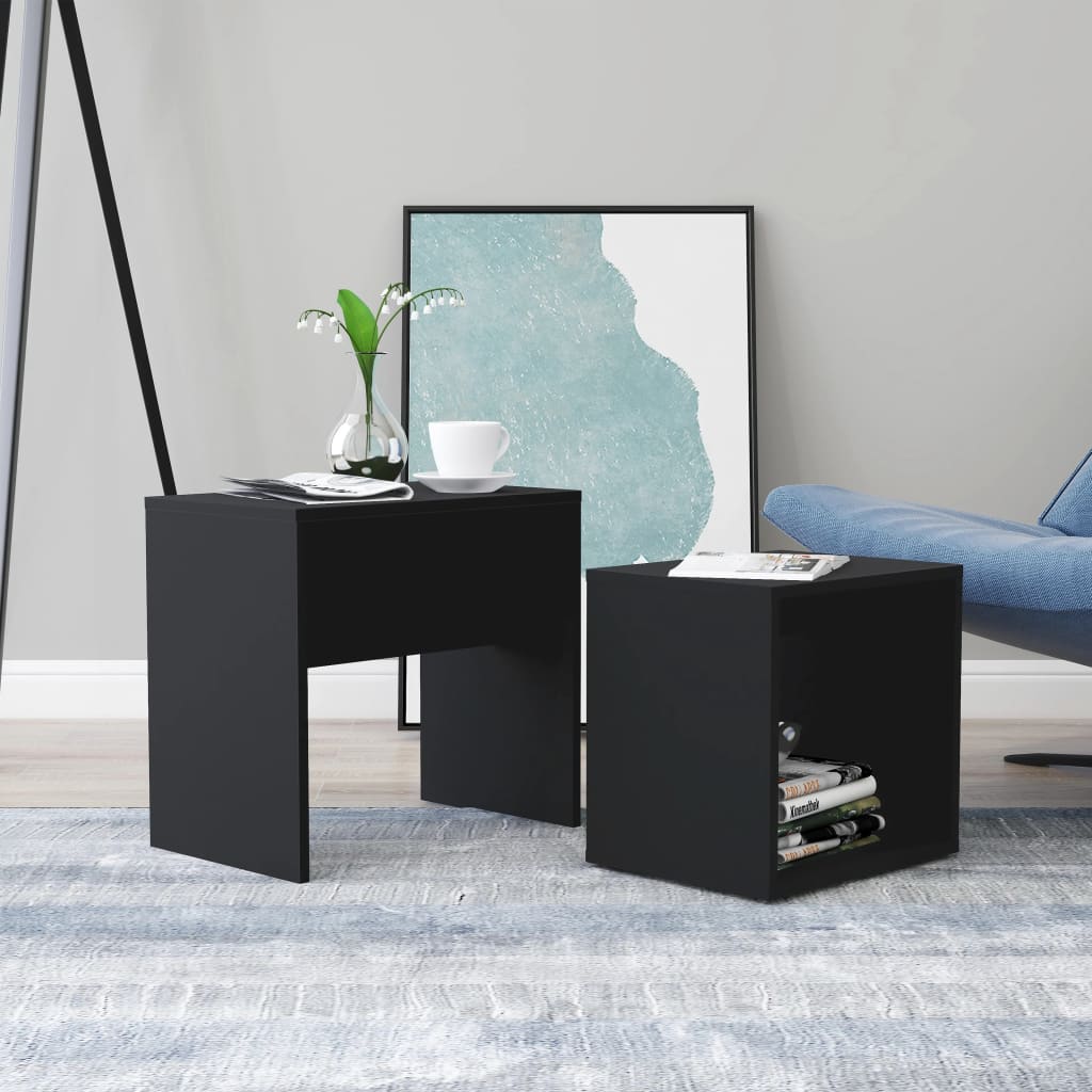 JUNG Vida Couchtisch-Set Schwarz 48x30x45 cm Holzwerkstoff