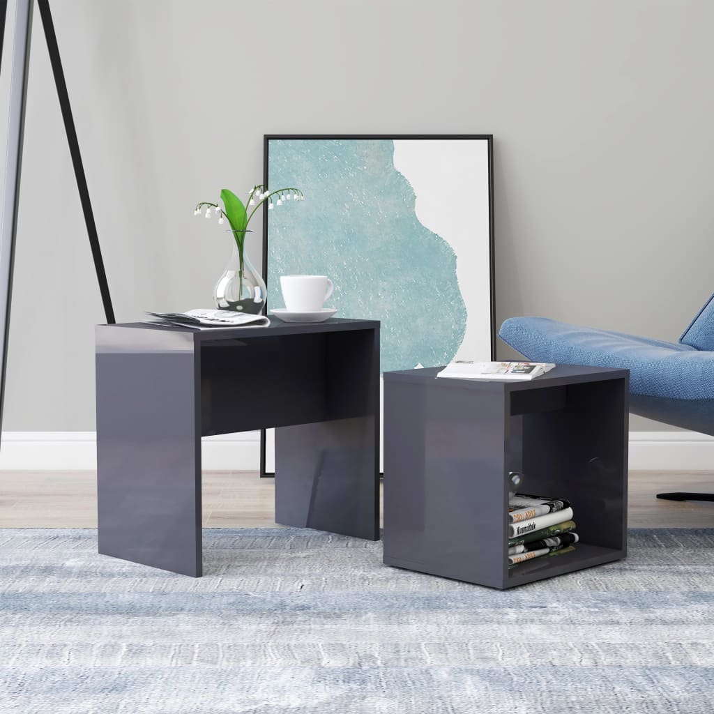 JUNG Vida Couchtisch-Set Hochglanz-Grau 48x30x45 cm Holzwerkstoff
