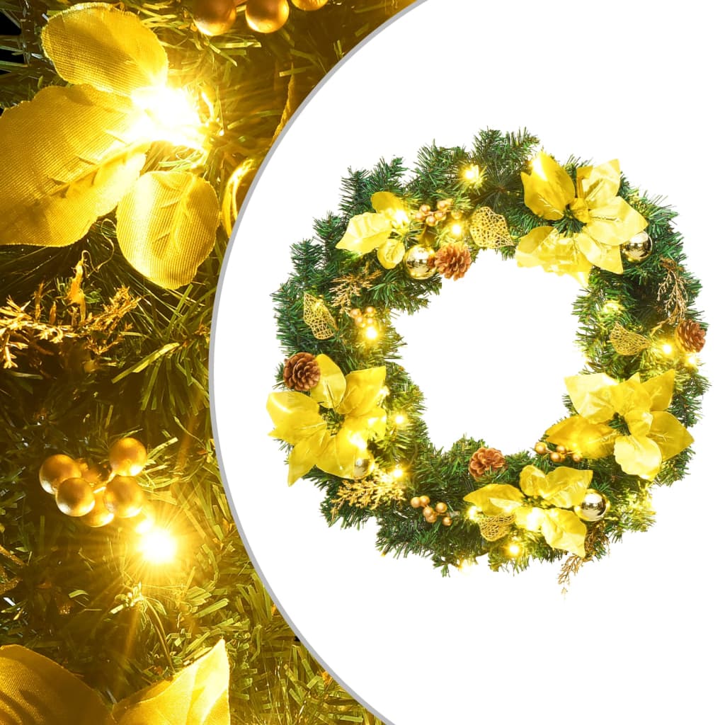 JUNG Vida Weihnachtskranz mit LED-Lichtern Grün 60 cm PVC