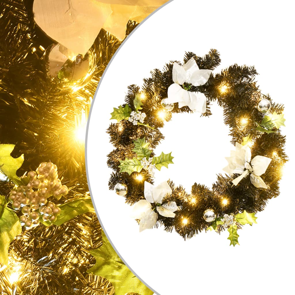 JUNG Vida Weihnachtskranz mit LED Schwarz 60 cm PVC