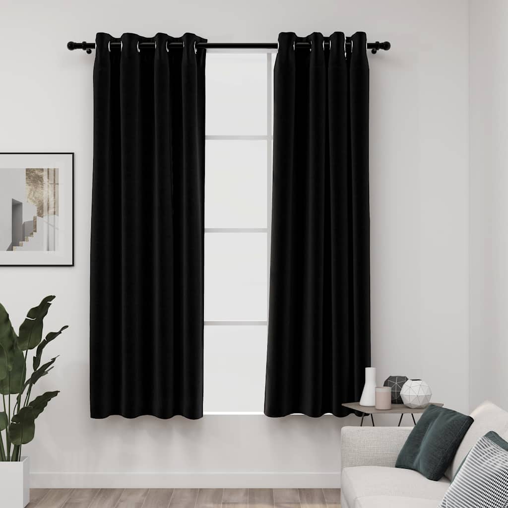 JUNG Vida Verdunkelungsvorhänge Leinenoptik 2 Stk. Anthrazit 140x175 cm