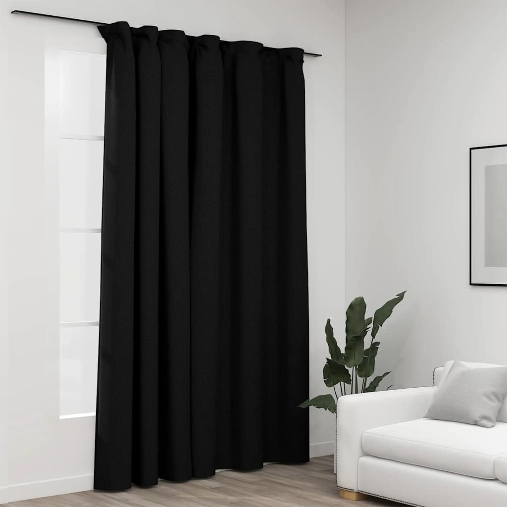 JUNG Vida Verdunkelungsvorhang mit Haken Leinenoptik Anthrazit 290x245 cm