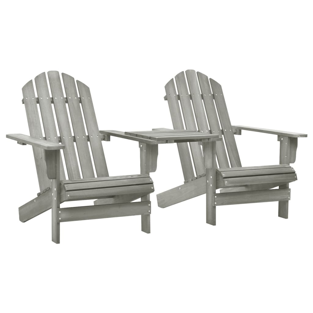 JUNG Vida Adirondack-Gartenstühle mit Tisch Massivholz Tanne Grau