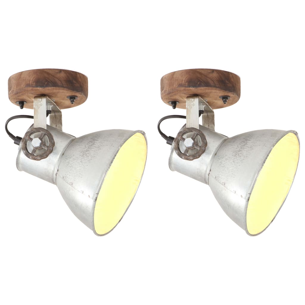 JUNG Vida Wand-/Deckenlampen Industriestil 2 Stk. Silbern 20x25 cm E27