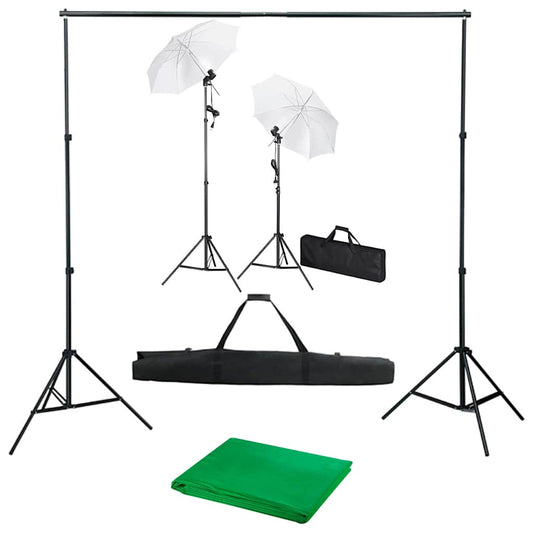 JUNG Vida Fotostudio-Set mit Hintergrund, Leuchten und Schirmen
