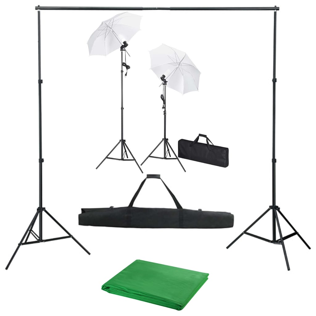 JUNG Vida Fotostudio-Set mit Hintergrund, Leuchten und Schirmen