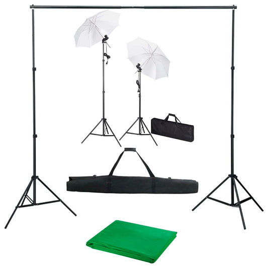 JUNG Vida Fotostudio-Set mit Hintergrund, Leuchten und Schirmen