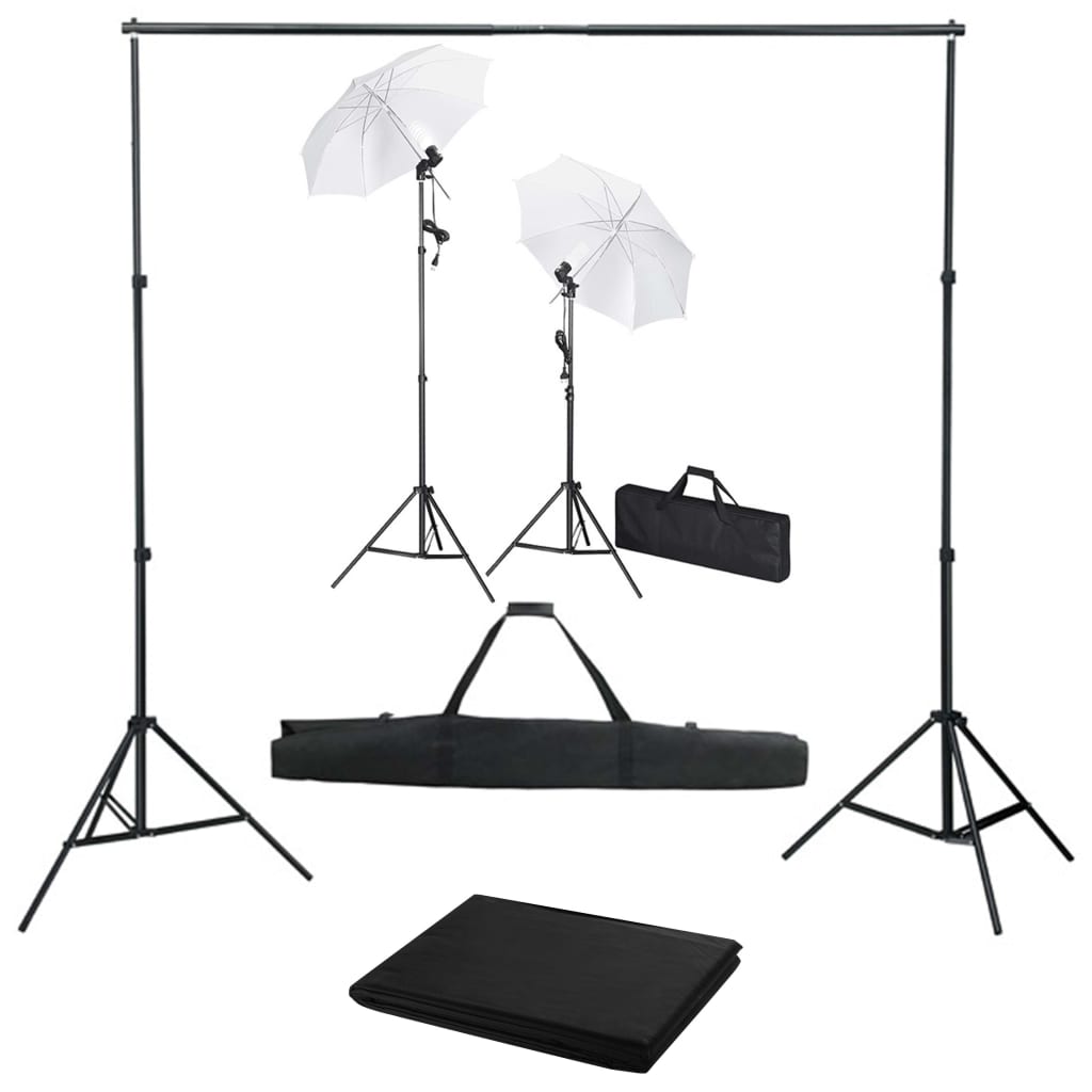 JUNG Vida Fotostudio-Set mit Hintergrund, Leuchten und Schirmen