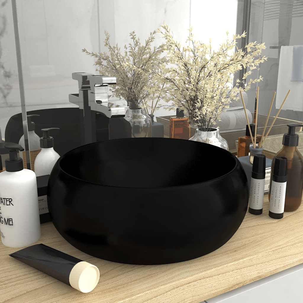 JUNG Vida Luxuriöses Waschbecken Rund Matt Schwarz 40x15 cm Keramik
