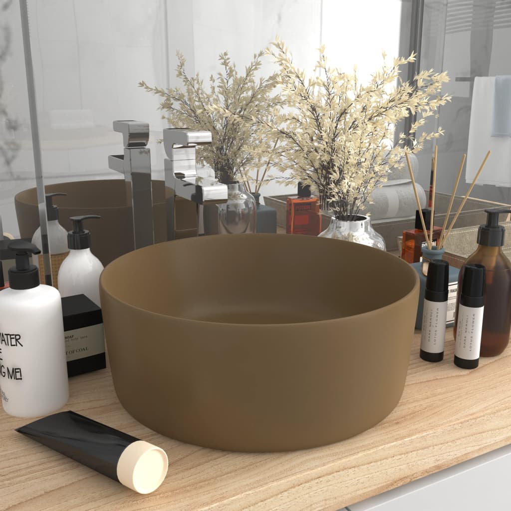JUNG Vida Luxuriöses Waschbecken Rund Matt Creme 40x15 cm Keramik