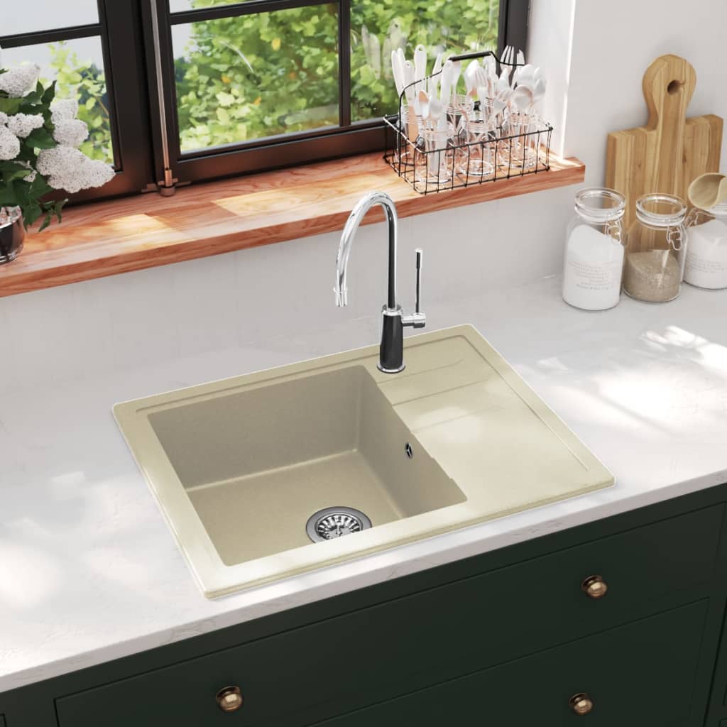 JUNG Vida Küchenspüle mit Überlauf Oval Beige Granit