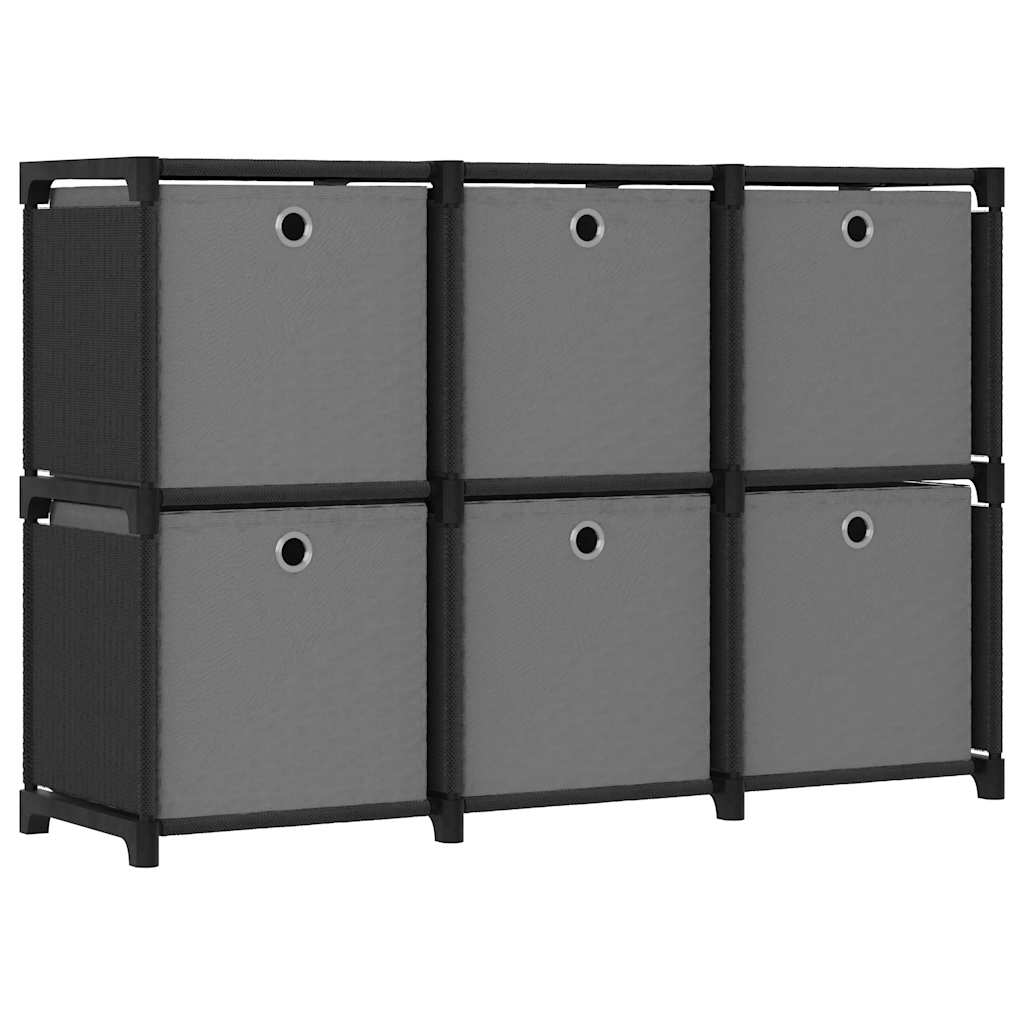 JUNG Vida Würfelregal mit 6 Boxen Schwarz 103x30x72,5 cm Stoff
