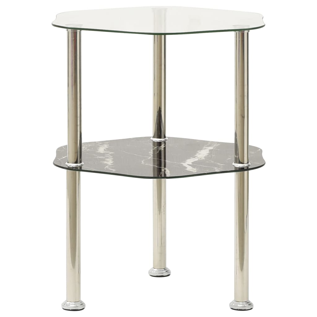 JUNG Vida Beistelltisch mit 2 Ablagen Transparent 38x38x50 cm Hartglas