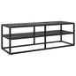 JUNG Vida TV-Schrank Schwarz mit Hartglas Marmor-Optik 120x40x40 cm
