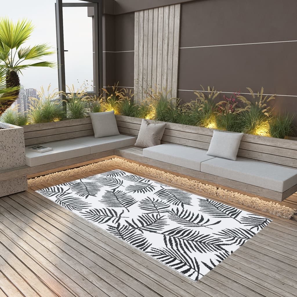 JUNG Vida Outdoor-Teppich ARAKIL Weiß und Schwarz 120x180 cm PP