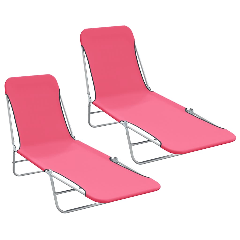 JUNG Vida Klappbare Sonnenliegen 2 Stk. Stahl und Stoff Rosa