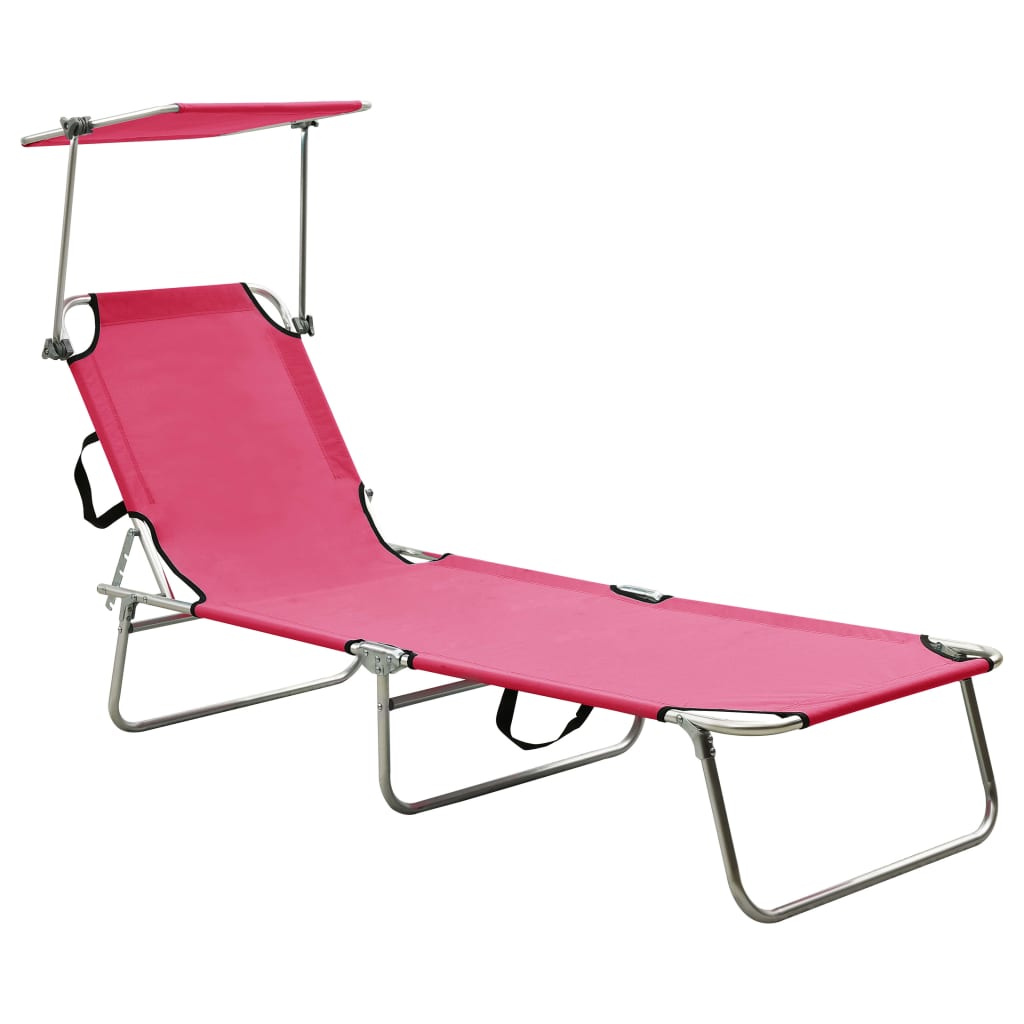 JUNG Vida Klappliege mit Sonnendach Rosa Aluminium
