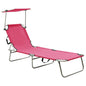 JUNG Vida Klappliege mit Sonnendach Rosa Aluminium