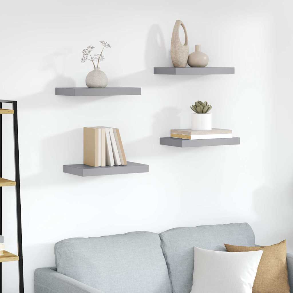 JUNG Vida Schweberegale 4 Stk. Grau 23x23,5x3,8 cm MDF