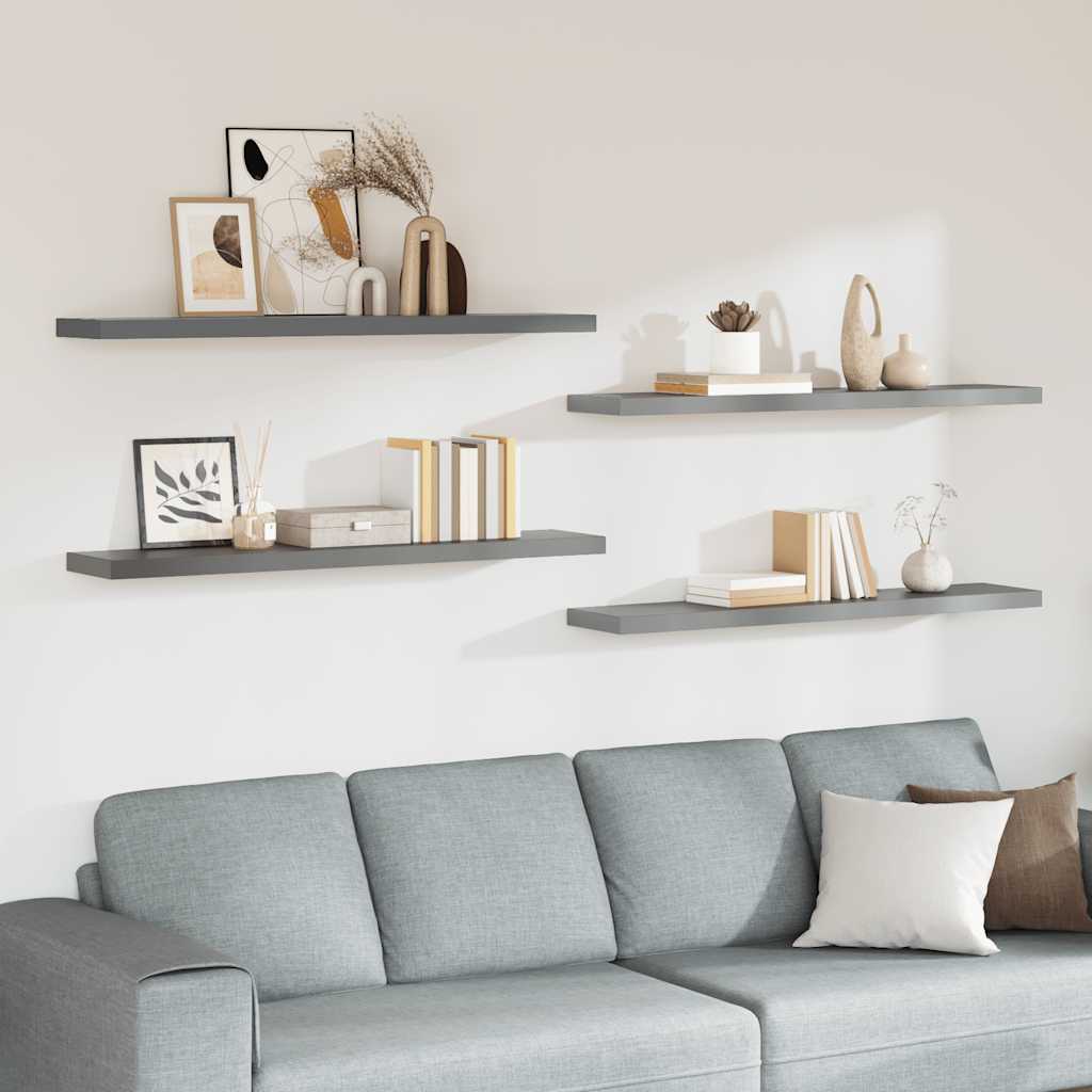 JUNG Vida Schwebende Wandregale 4 Stk. Grau 120x23,5x3,8 cm MDF