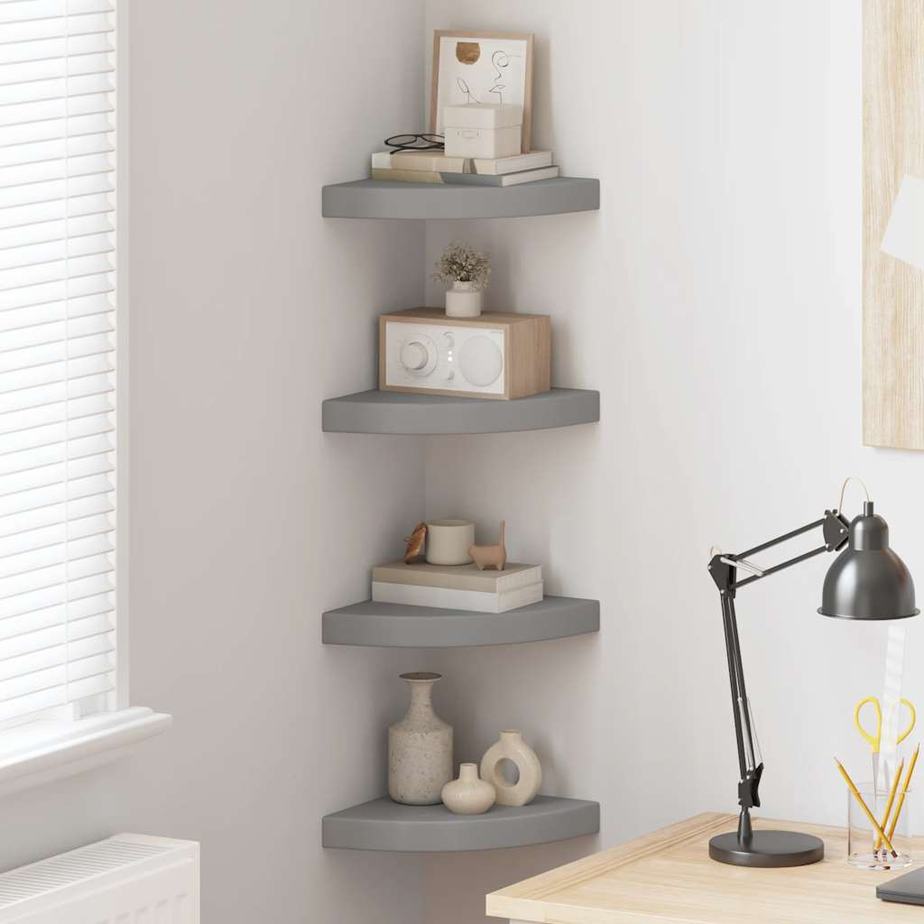 JUNG Vida Eck-Schweberegale 4 Stk. Grau 25x25x3,8 cm MDF