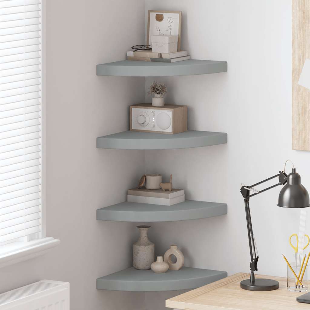JUNG Vida Eck-Schweberegale 4 Stk. Grau 35x35x3,8 cm MDF