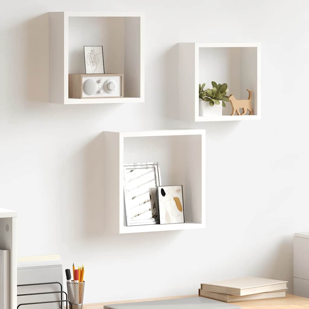 JUNG Vida Würfelregale 3 Stk. Weiß MDF