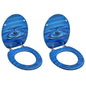 JUNG Vida Toilettensitze mit Deckel 2 Stk. MDF Blau Wassertropfen-Design