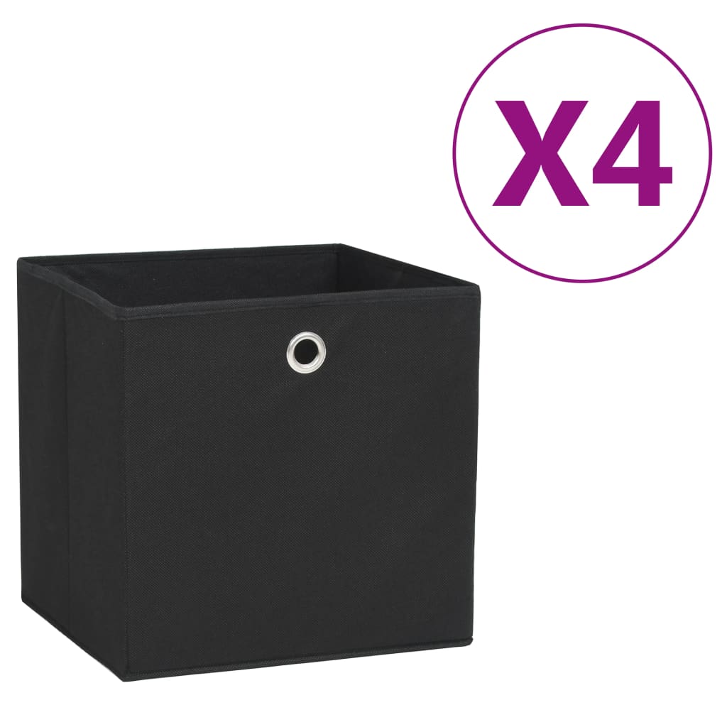 JUNG Vida Aufbewahrungsboxen 4 Stk. Vliesstoff 28x28x28 cm Schwarz