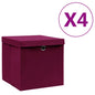 JUNG Vida Aufbewahrungsboxen mit Deckeln 4 Stk. 28x28x28 cm Dunkelrot