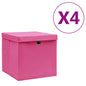 JUNG Vida Aufbewahrungsboxen mit Deckeln 4 Stk. 28x28x28 cm Rosa