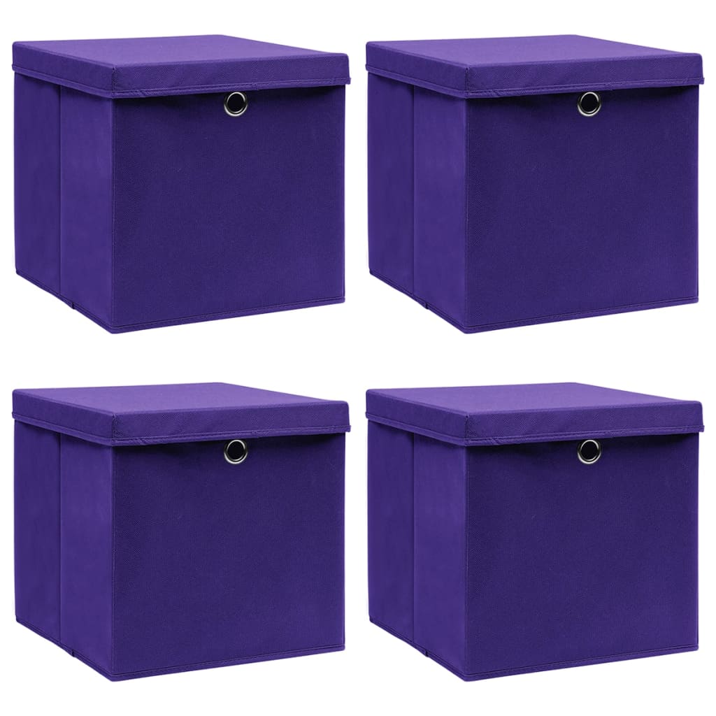 JUNG Vida Aufbewahrungsboxen mit Deckeln 4 Stk. 28x28x28 cm Lila