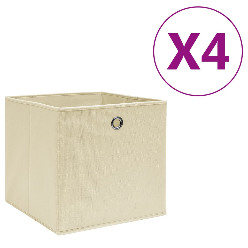 JUNG Vida Aufbewahrungsboxen 4 Stk. Vliesstoff 28x28x28 cm Creme