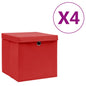 JUNG Vida Aufbewahrungsboxen mit Deckeln 4 Stk. 28x28x28 cm Rot