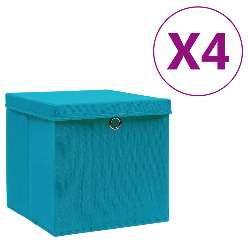 JUNG Vida Aufbewahrungsboxen mit Deckeln 4 Stk. 28x28x28 cm Babyblau