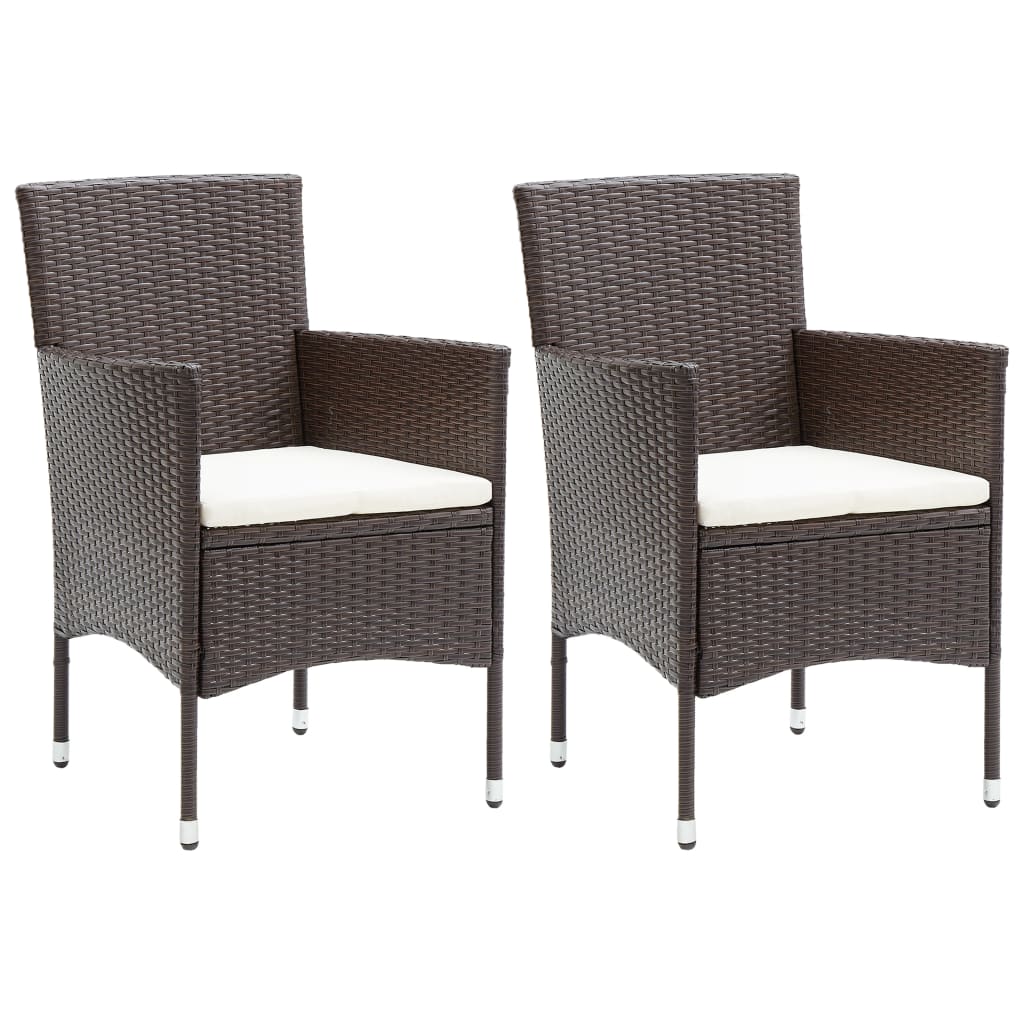JUNG Vida Garten-Essstühle 2 Stk. Poly Rattan Braun