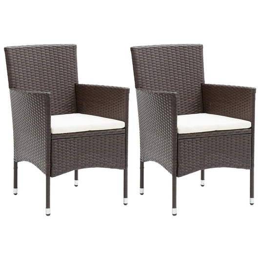 JUNG Vida Garten-Essstühle 2 Stk. Poly Rattan Braun