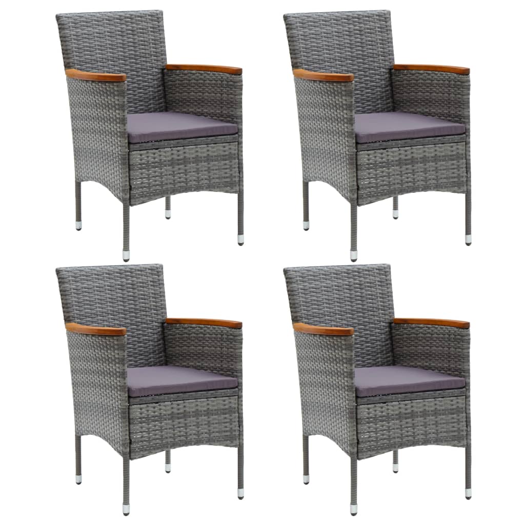 JUNG Vida Garten-Essstühle 4 Stk. Poly Rattan Grau