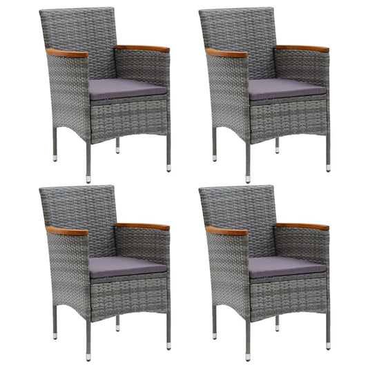 JUNG Vida Garten-Essstühle 4 Stk. Poly Rattan Grau