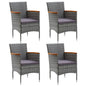 JUNG Vida Garten-Essstühle 4 Stk. Poly Rattan Grau