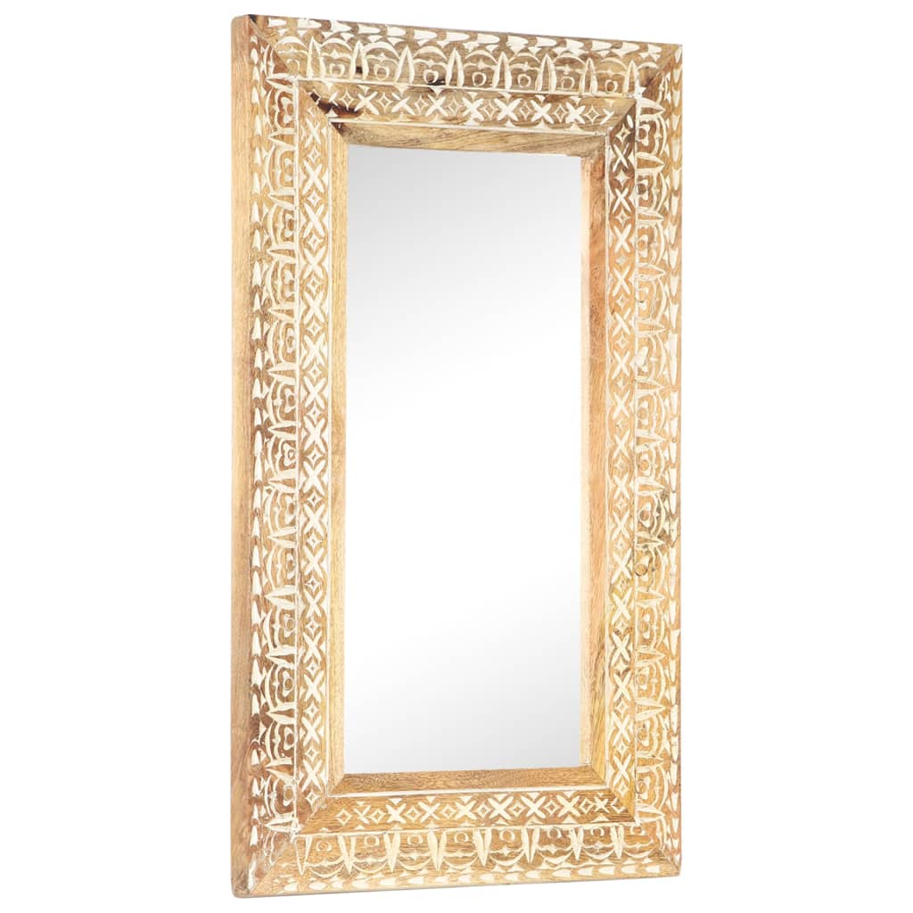 JUNG Vida Spiegel Handgeschnitzt 80x50x2,6 cm Massivholz Mango